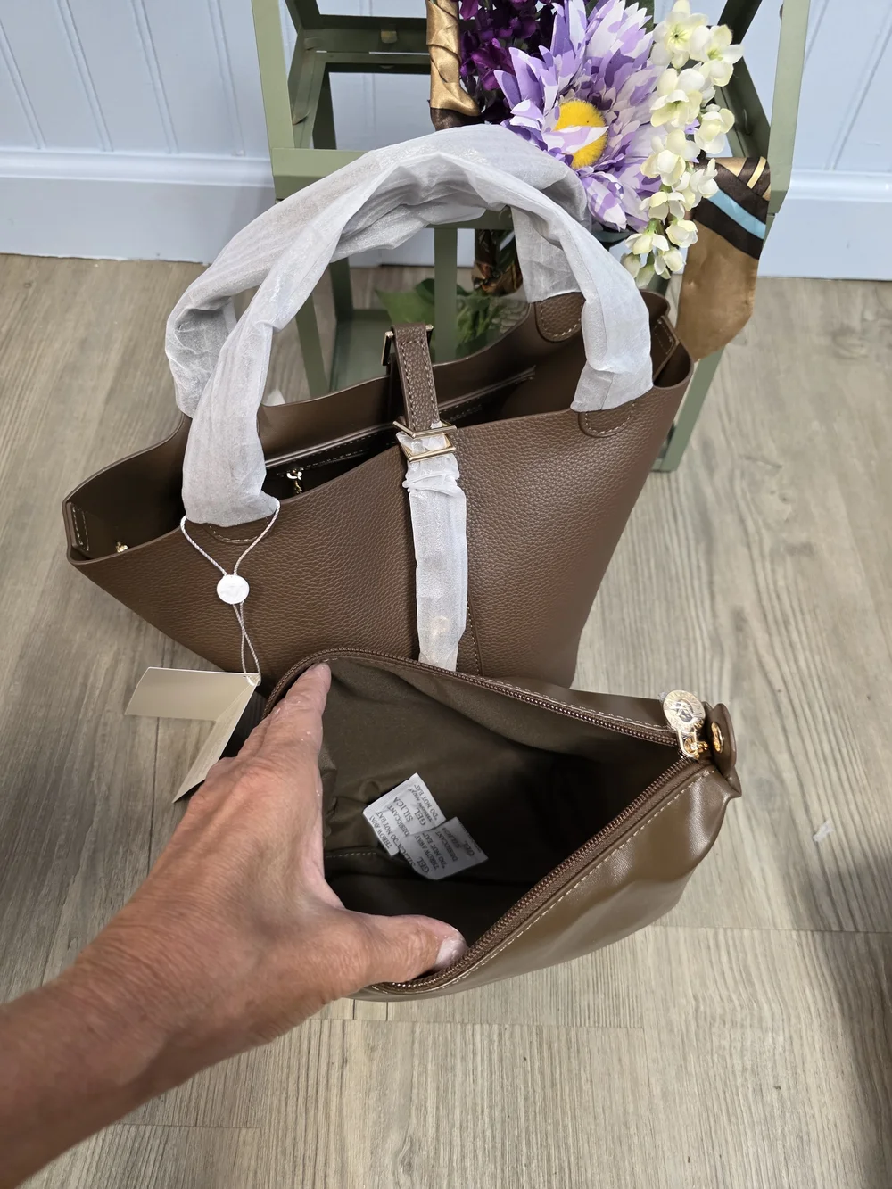 Valentino Orlandi Brown Pebbled Leather Tote